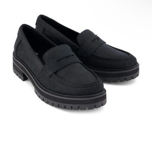 Toms Cara Black Metallic Leather Size 6.5